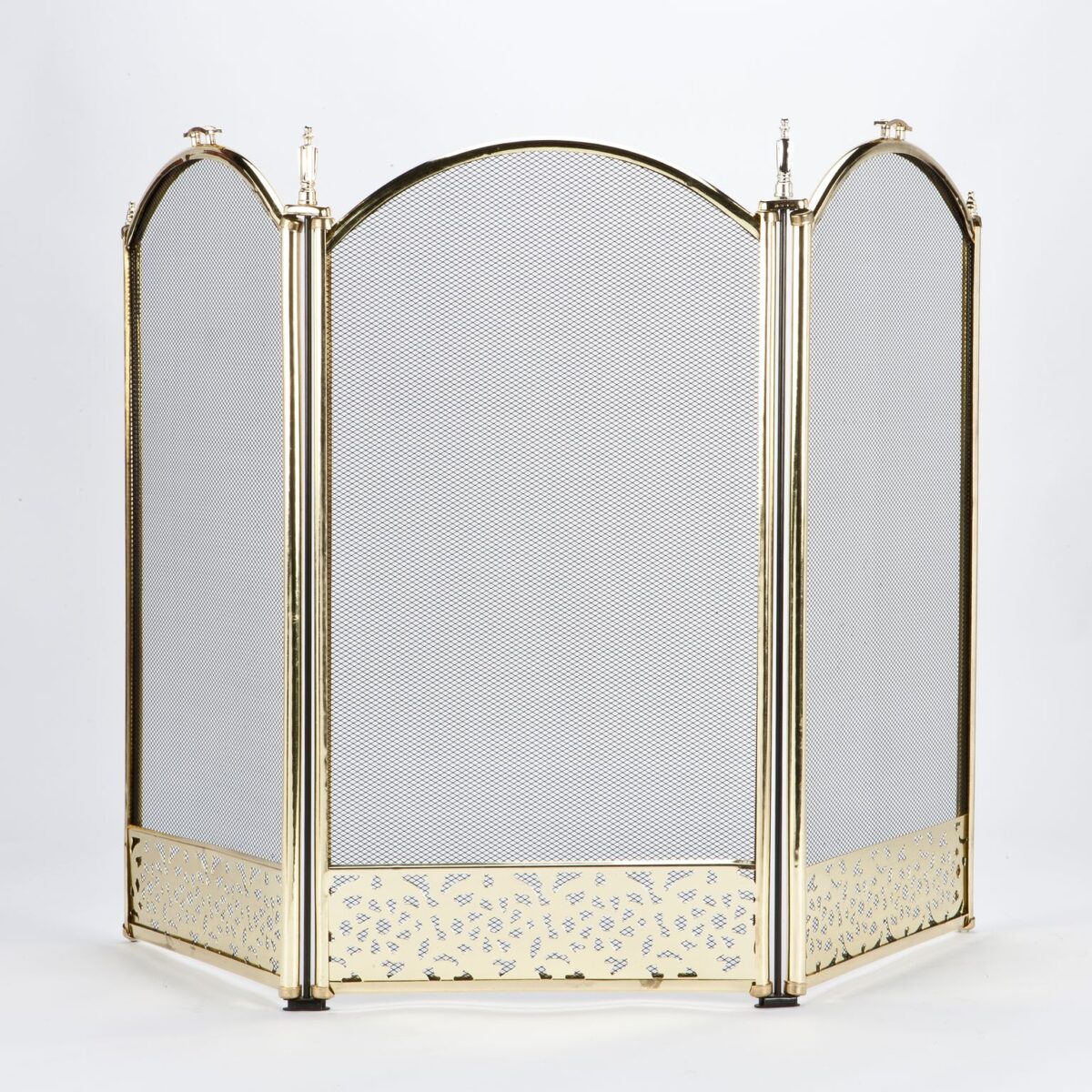 3 Panel Firescreen With Filigree - All Brass Finish