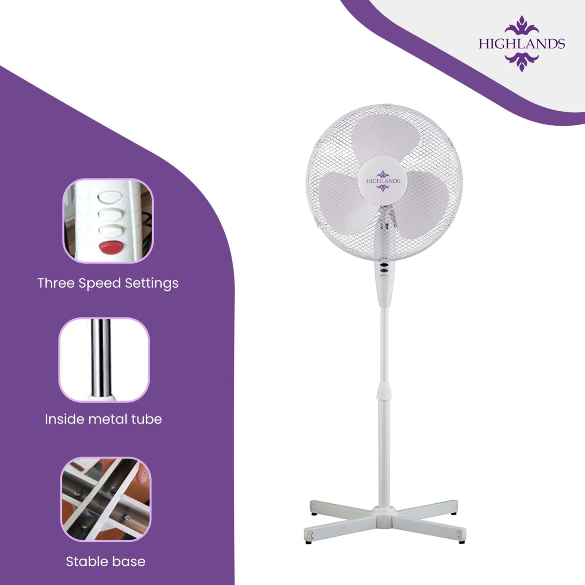 16 Inch Stand Fan With Cross Base