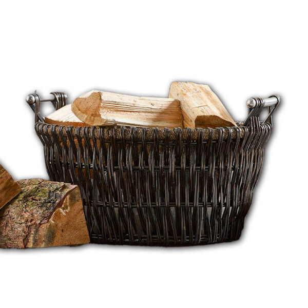wholesale Dark Log Basket - Chrome Handles With Removable Liner