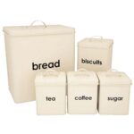 Highlands Bread Bin set Tea Coffee Sugar Biscuits - Cream