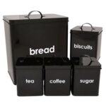 Black 5 Piece Bread Bin Set