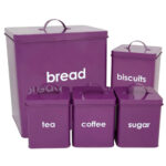 Purple 5 Piece Bread Bin Set