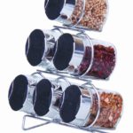 6 Piece Glass Spice Rack With Metal Stand