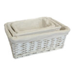 wholesale Set of 3 Wicker Storage Baskets- White