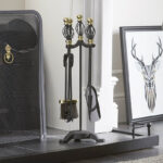 Black/Brass Scroll Top 5pc Companion Set