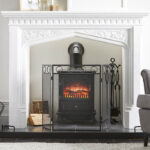 All Black 3 Panel Heavy Circle Design Firescreen
