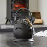 Black Helmet Bucket with Wooden Handle Shovel