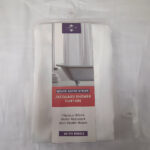Solid Polyester Stripes Jacquard Shower Curtain - White
