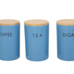 TEA/COFFEE/SUGAR Stoneware Canister - Blue