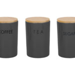 TEA/COFFEE/SUGAR Stoneware Canister - Grey