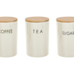 TEA/COFFEE/SUGAR Stoneware Canister - Cream