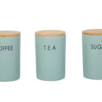 TEA/COFFEE/SUGAR Stoneware Canister -Sage