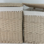 Set of 2 Rectangular Laundry Baskets Neutral