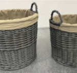 Set of 2 Grey Circular Laundry Baskets